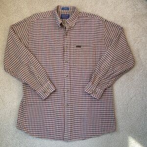 Pendleton Men’s Flannel Shirt Long Sleeves Button Down Tan Plaid Cotton Medium